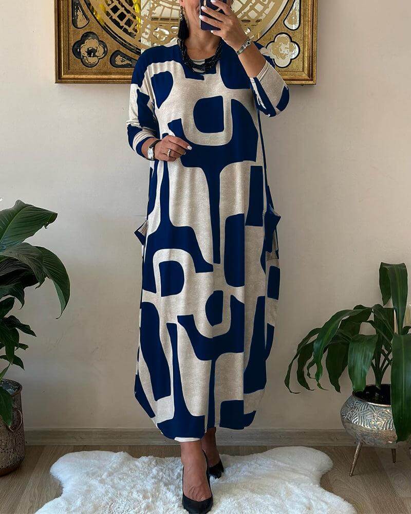 Women's Trendy Print Long Sleeve Dress