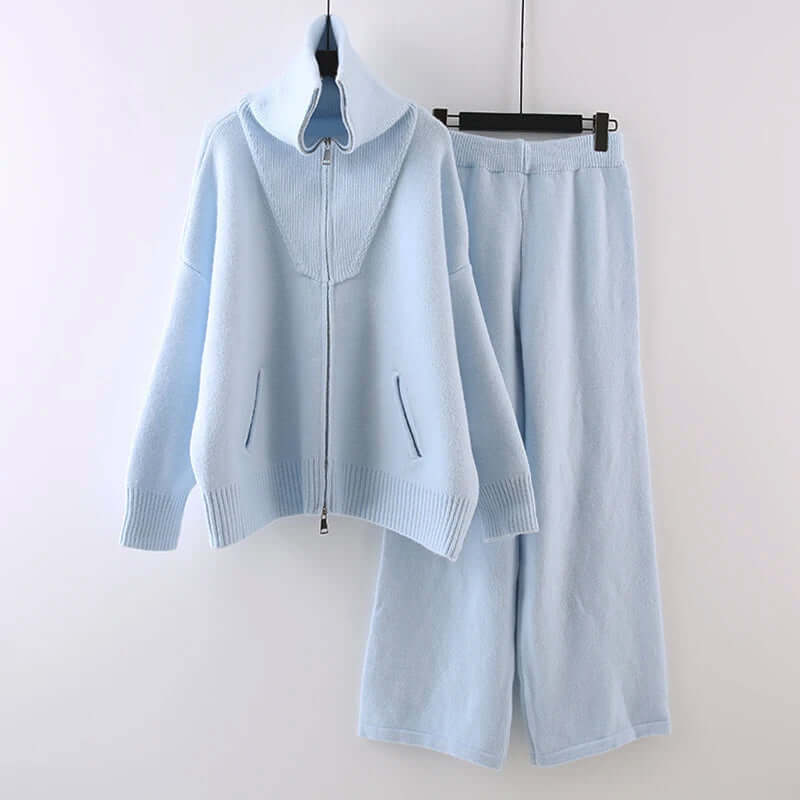 Cozy Knitted High Collar Two-Piece Set
