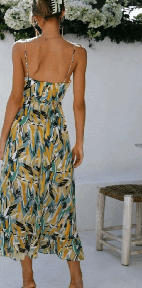 Women's Sleeveless V-Neck Flowy Midi Dress