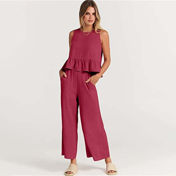 Women's Sleeveless Peplum Cropped Jumpsuit