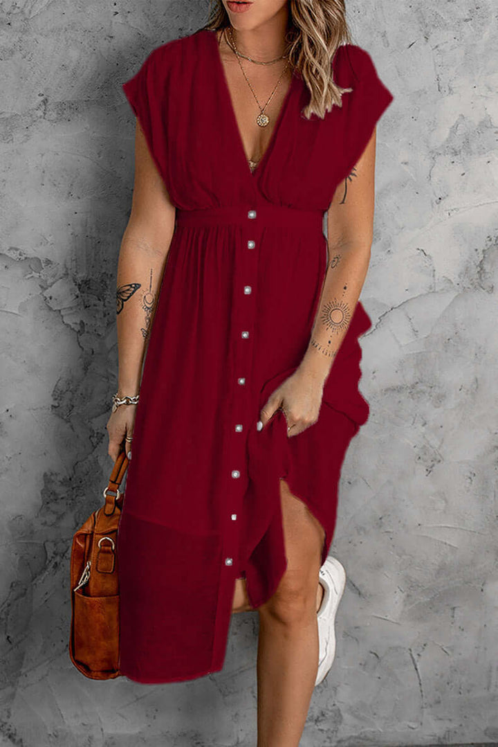 Women's V-Neck Dress with Sleeves