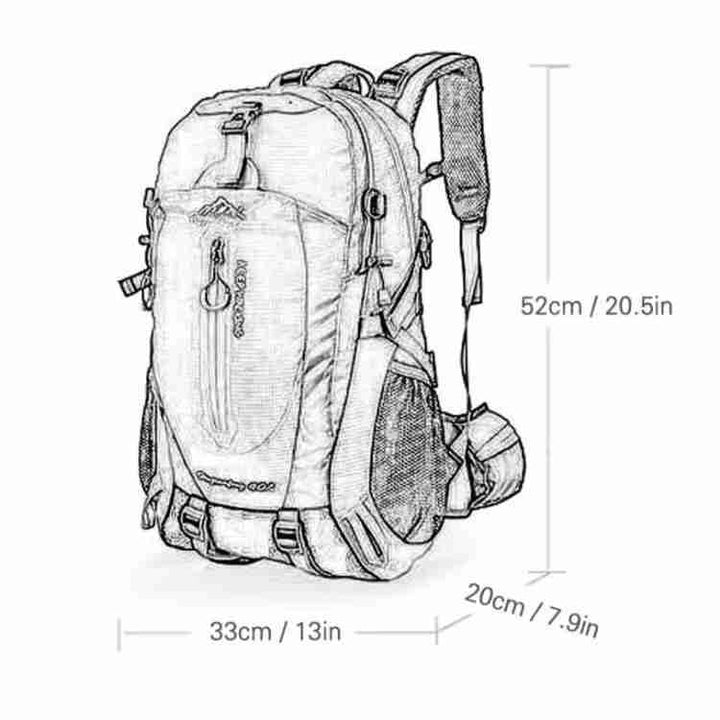 "40L waterproof hiking backpack with multiple compartments, adjustable straps, and durable design for outdoor adventures."