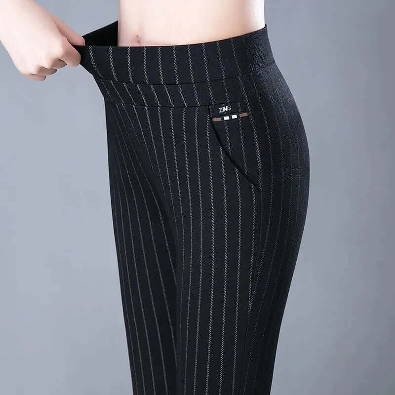 Women's Elastic High Waist Straight Leg Trousers
