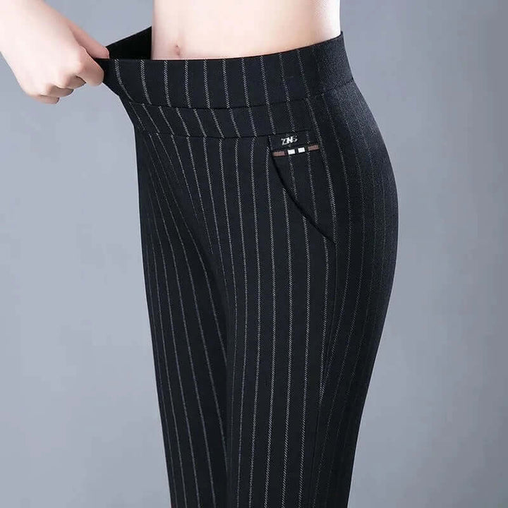 Women's Elastic High Waist Straight Leg Trousers