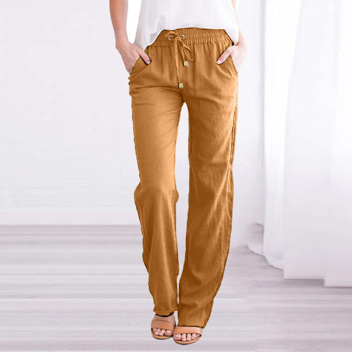 Women's Linen-Cotton Wide-Leg Drawstring Pants