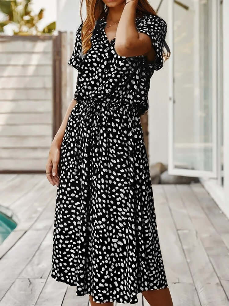 Vintage Midi Dress with Elbow Sleeves