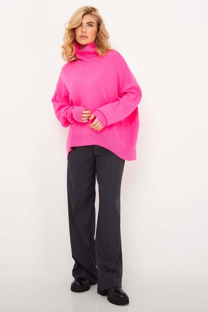Damen Oversize Rollkragenpullover - Warmer Strickpullover in Trendfarben