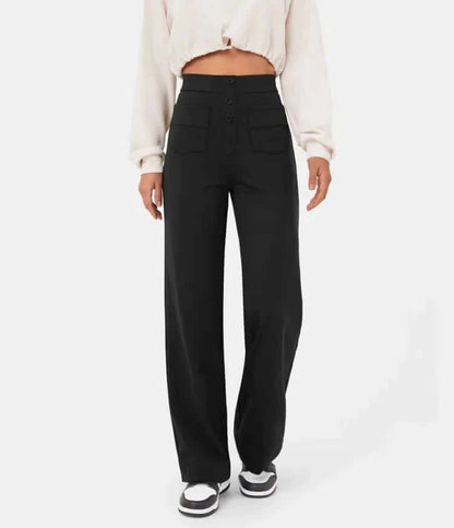 High-Waisted Straight Leg Trousers