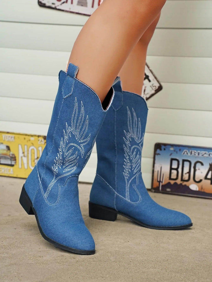 Women's PU Leather Cowboy Boots