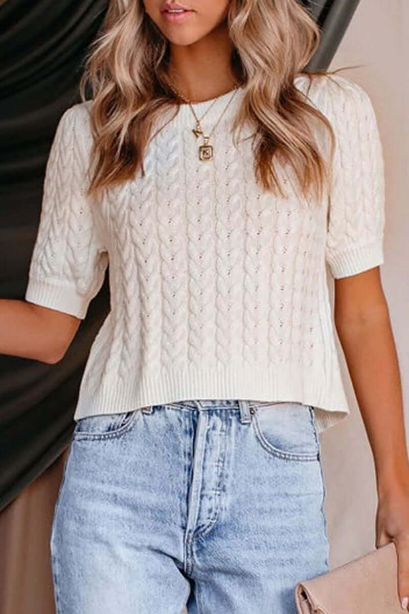 Women's Casual Knitted Short Sleeve Top