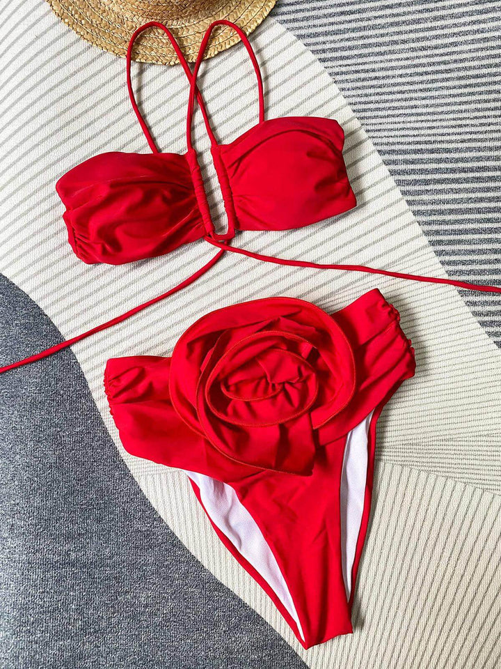 Floral Halter Neck Bikini Set