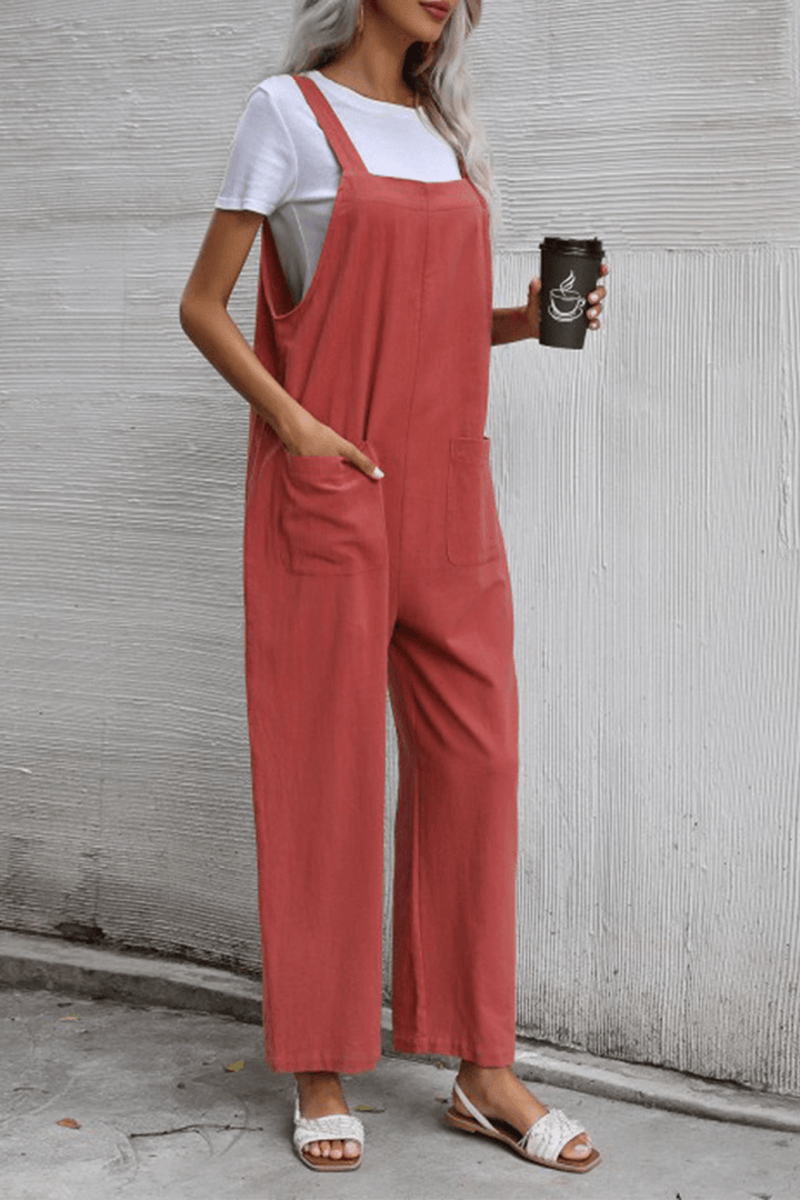 Women's Casual Straight Leg Jumpsuit with Pockets