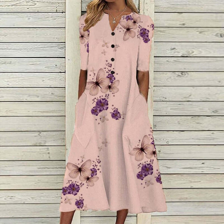 Boho Midi Dress - Floral Print Dress