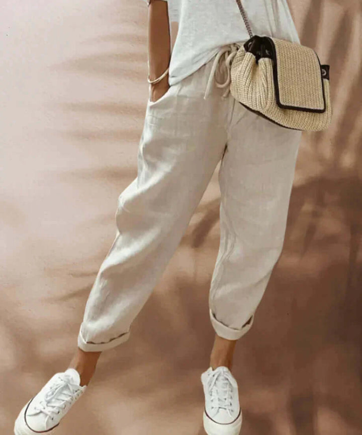 Women's Tailored Trousers with Tie Belt