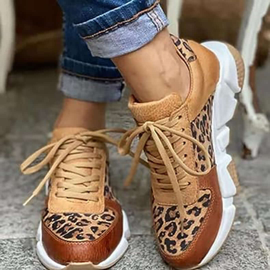 Leopard Print Chunky Sole Trainers for Women