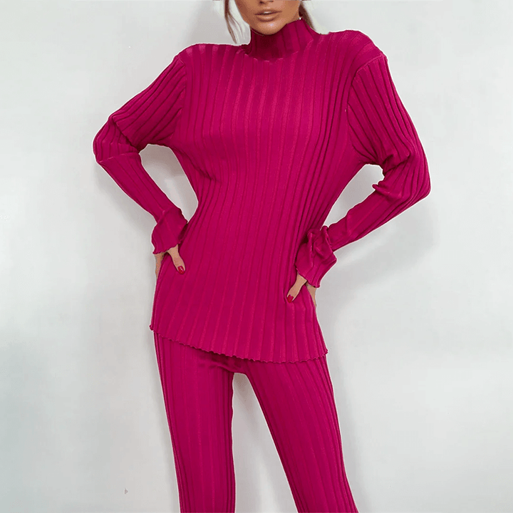 Women's Slim Fit Ribbed Knit Set
