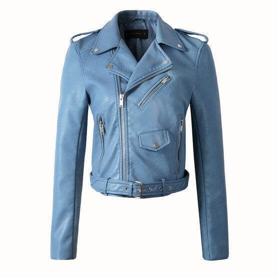 Women's Washed PU Leather Jacket