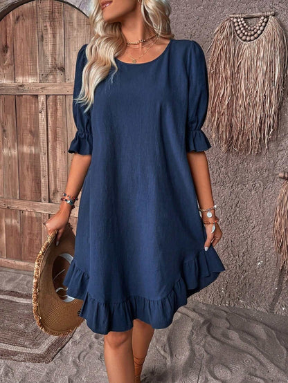 Women's Casual Midi Dress - Polyester