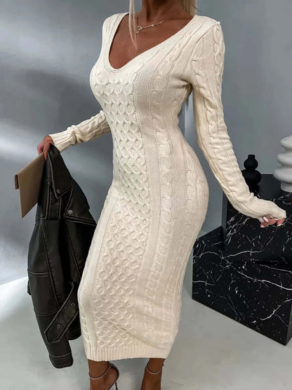Women's Knitted Dress with Lace Back Detail