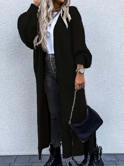 Women's Knitted Cardigan - Long Sleeve Open Front