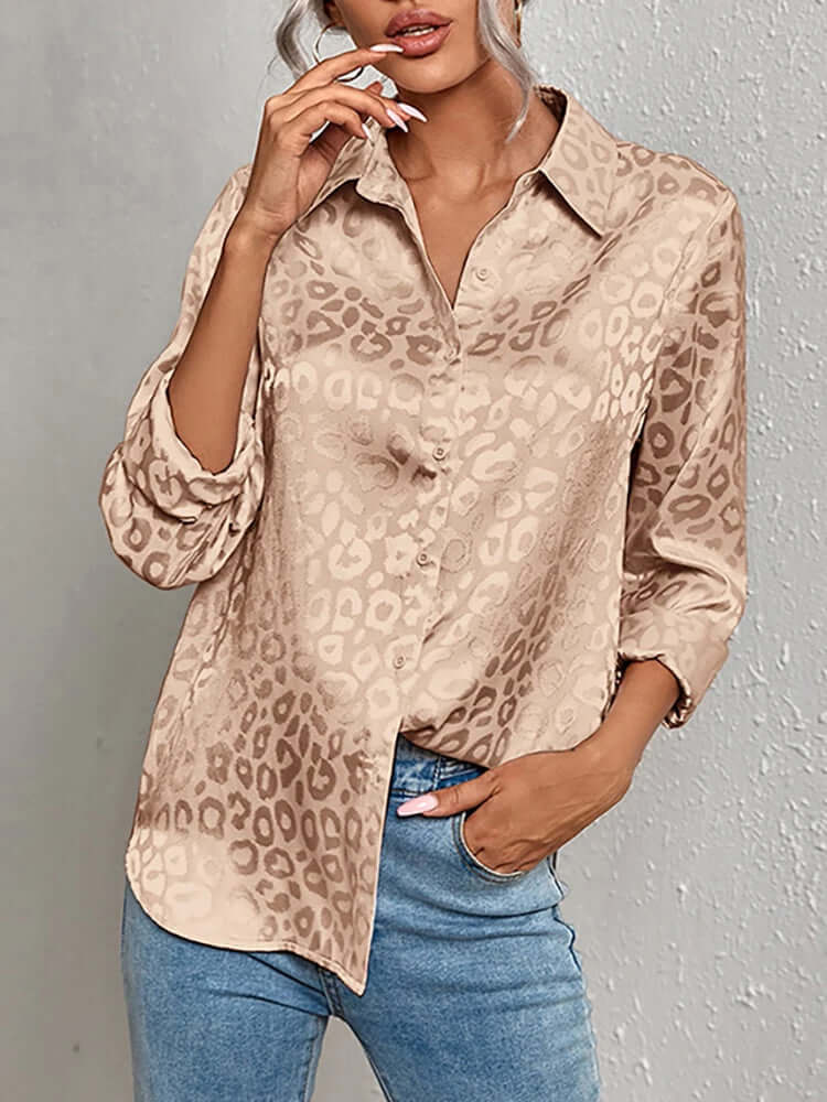 Women's Leopard Print Jacquard Blouse