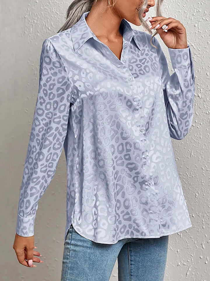 Women's Leopard Print Jacquard Blouse