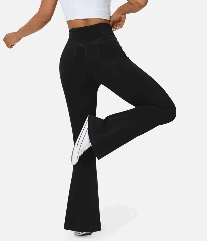 Women's High-Waisted Elasticated Flared Jeans