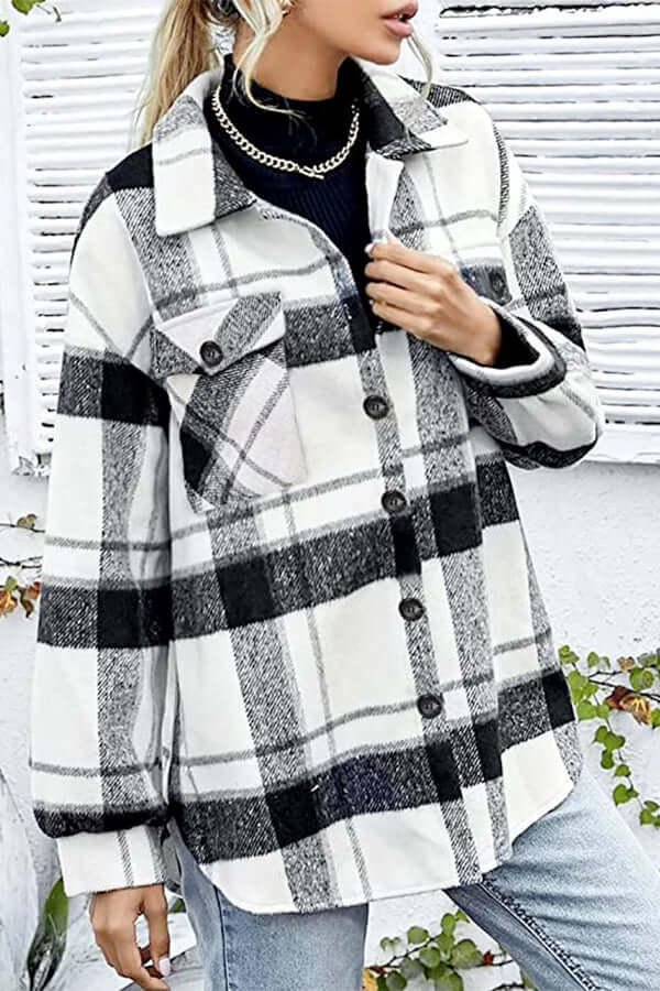 Women's Loose Fit Checked Blouse