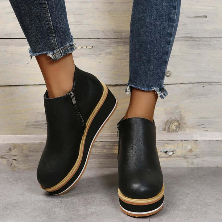 Women's Platform Ankle Boots with Zip