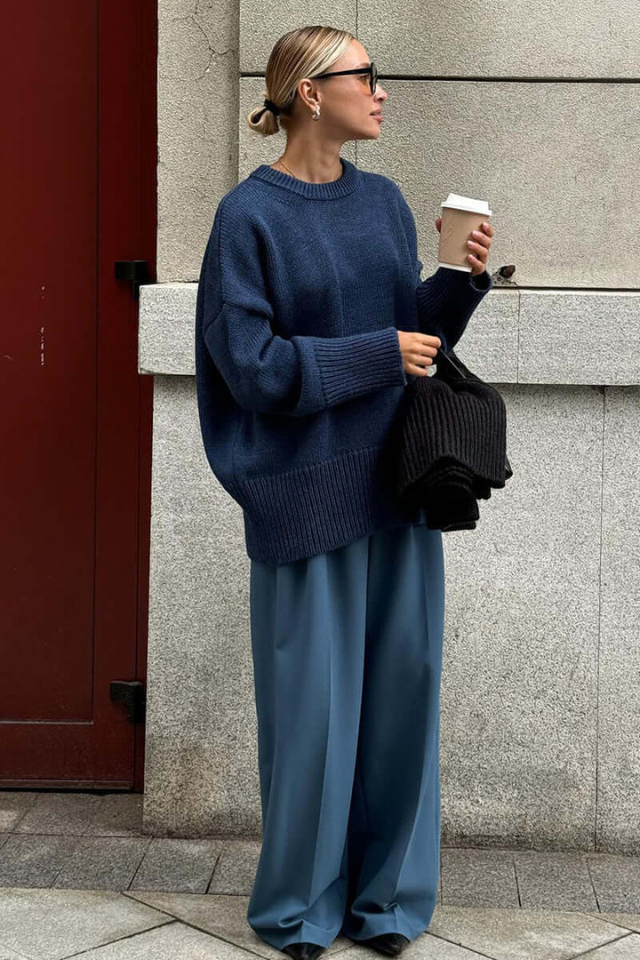 Women's Oversized Charcoal Knitted Jumper