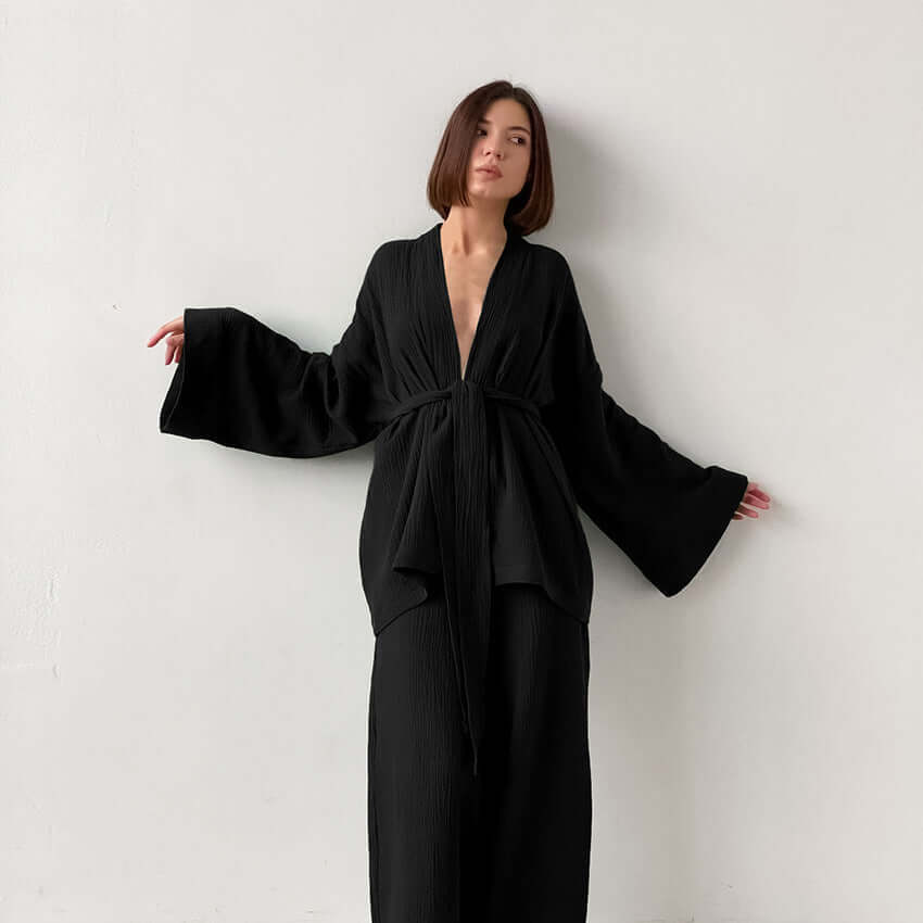 Women's Set - V-Neck Top & Trousers