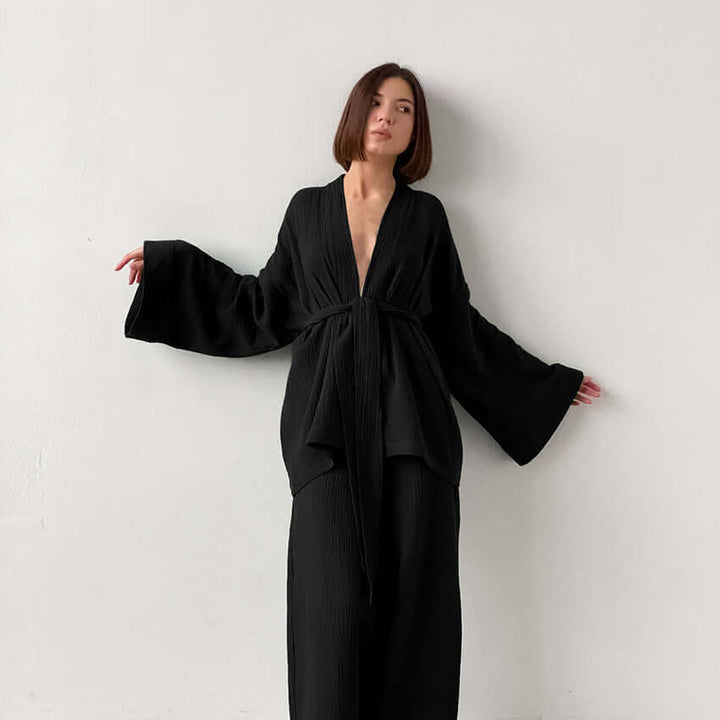 Women's Set - V-Neck Top & Trousers