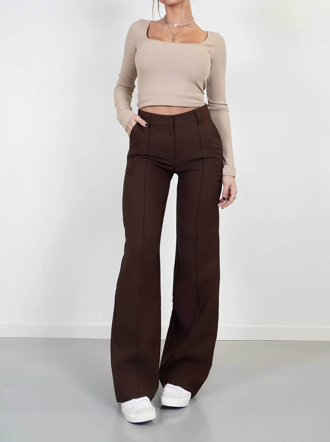 Women's Elegant High-Waisted Trousers