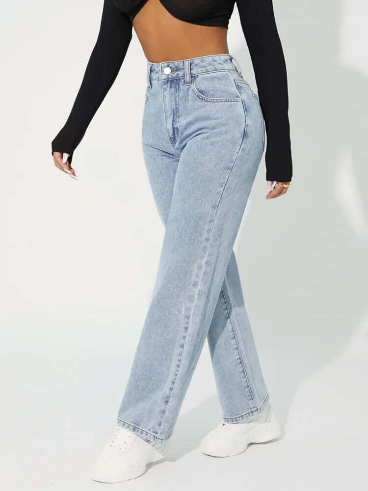 Women's High-Waisted Straight Jeans