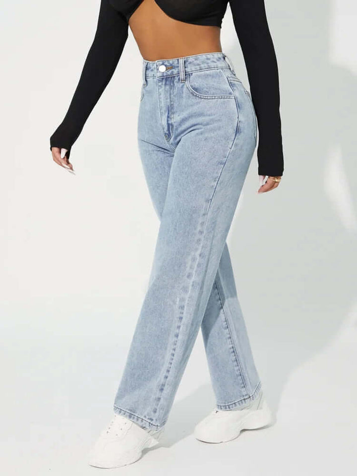 Women's High-Waisted Straight Jeans