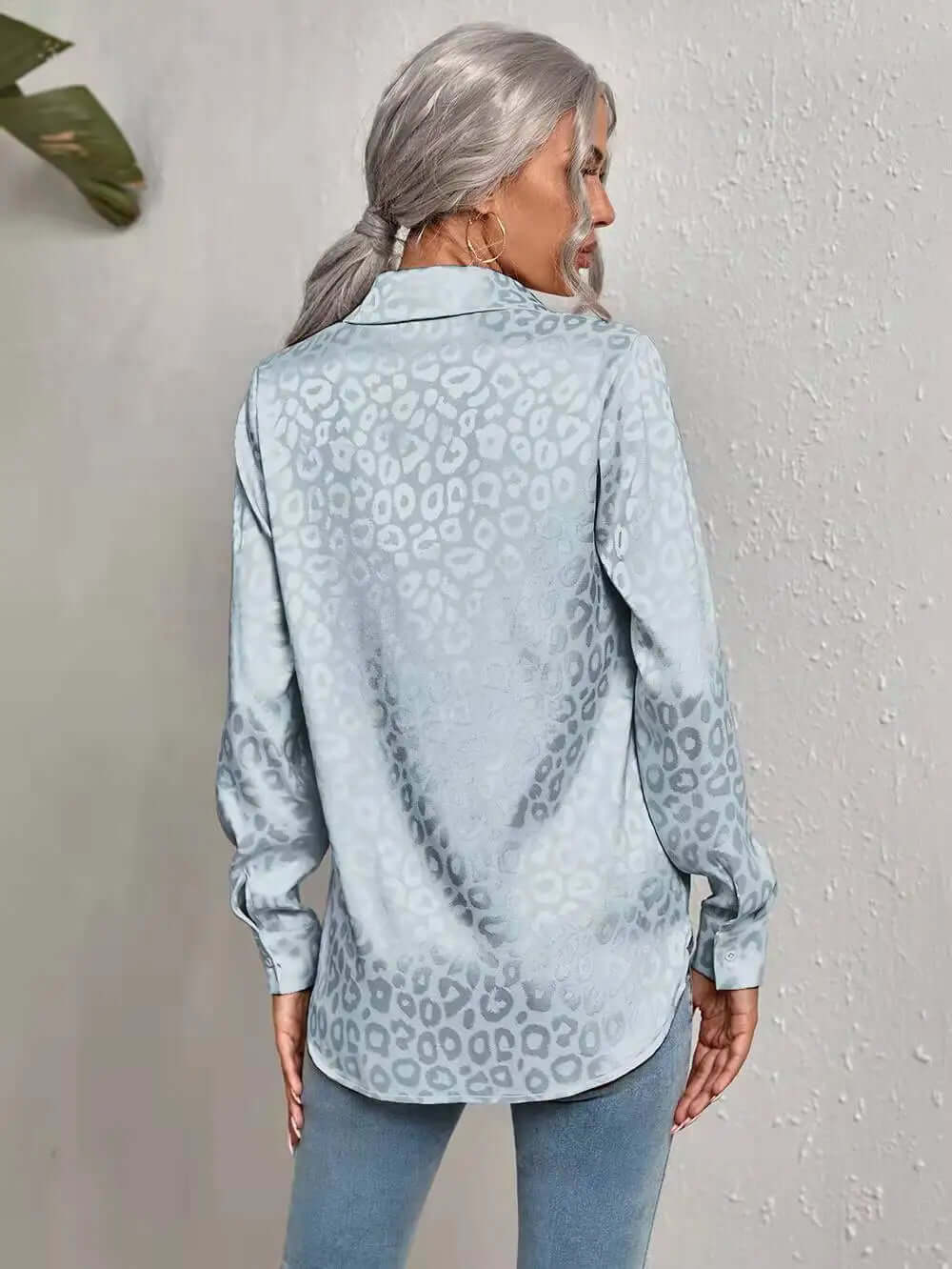 Women's Leopard Print Jacquard Blouse