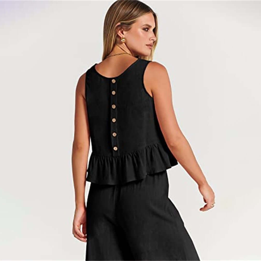 Women's Sleeveless Peplum Cropped Jumpsuit