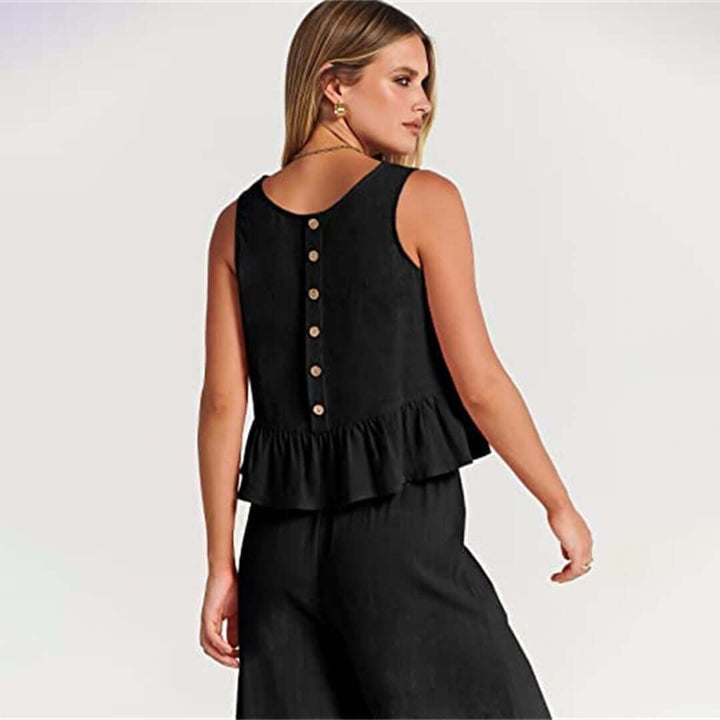 Women's Sleeveless Peplum Cropped Jumpsuit