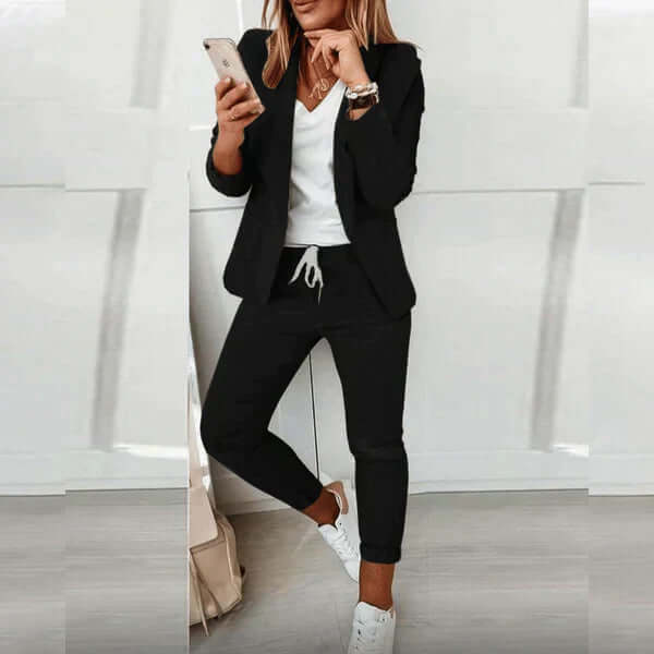 Women's Casual Blazer and Jogger Set