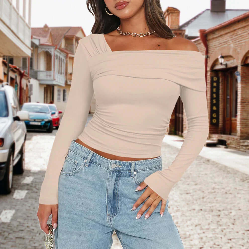 Women's Off-Shoulder Ribbed Knit Top