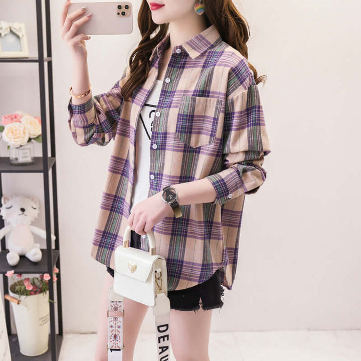 Women's Plaid Long Sleeve Shirt