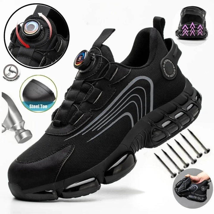 Men's Steel Toe Work Safety Shoes with Rotating Buckle