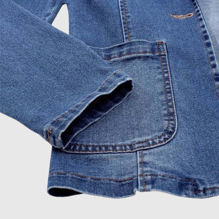 Women's Loose Fit Collared Denim Jacket