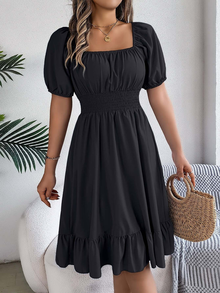 Women's Smocked Puff Sleeve Midi Dress
