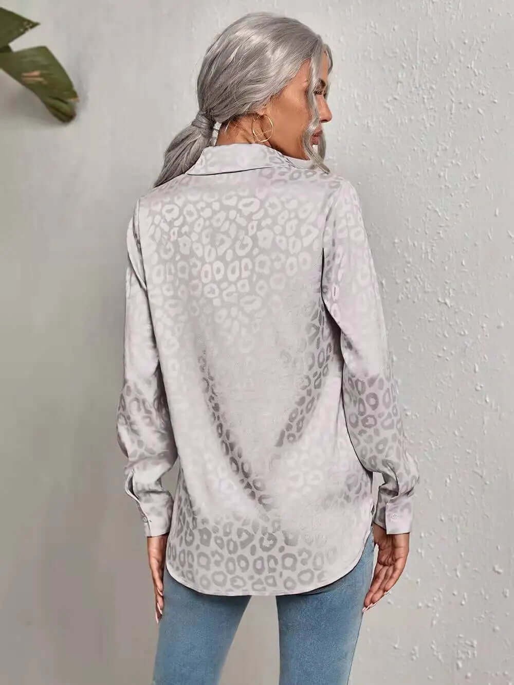 Women's Leopard Print Jacquard Blouse