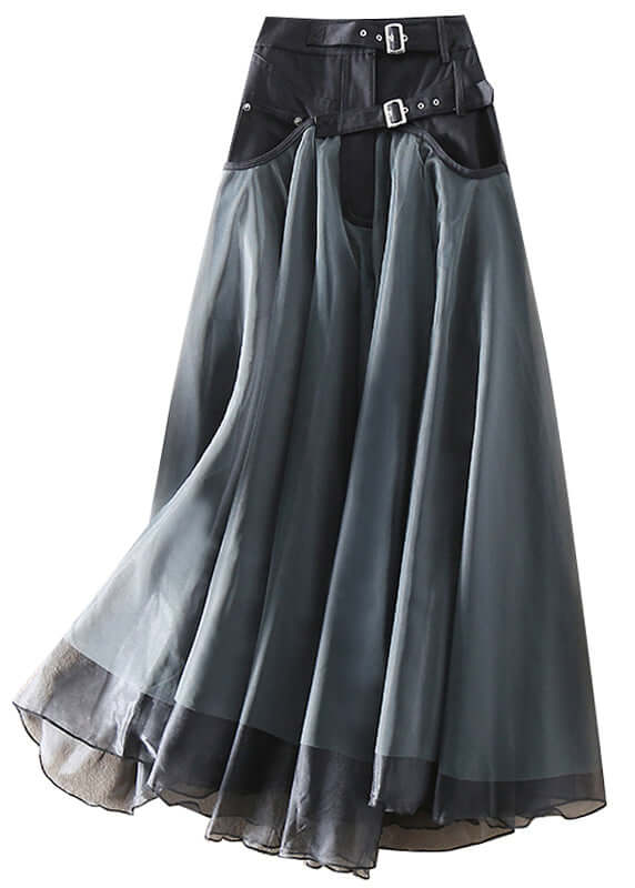 Women's High Waist Long Mesh Skirt
