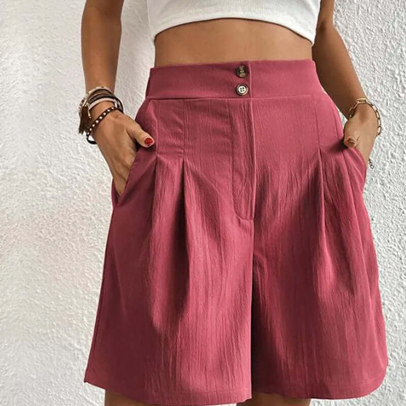 Women's High-Waisted Pleated Shorts