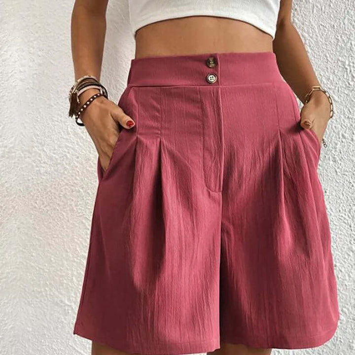 Women's High-Waisted Pleated Shorts