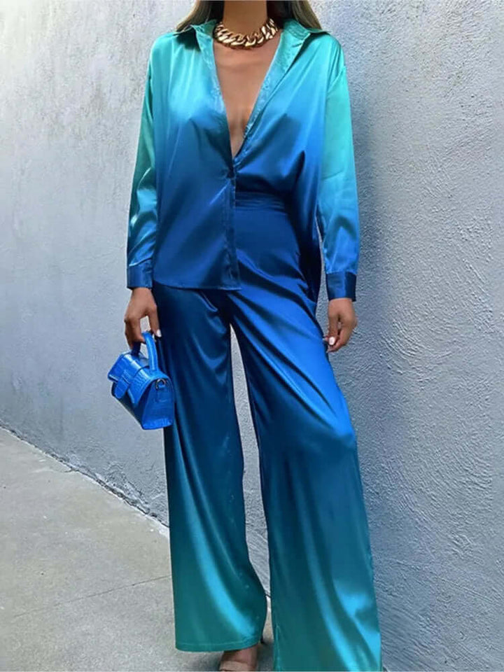 Women's Satin-Feel Wide-Leg Jumpsuit