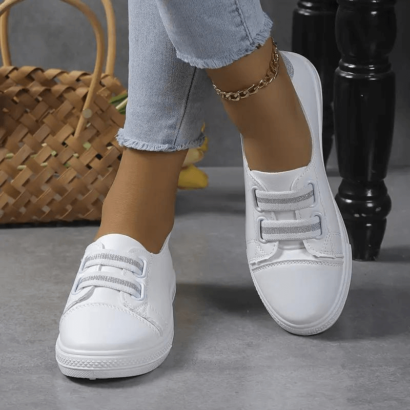 Women's Slip-On Trainers - Rounded Toe - Rubber Sole